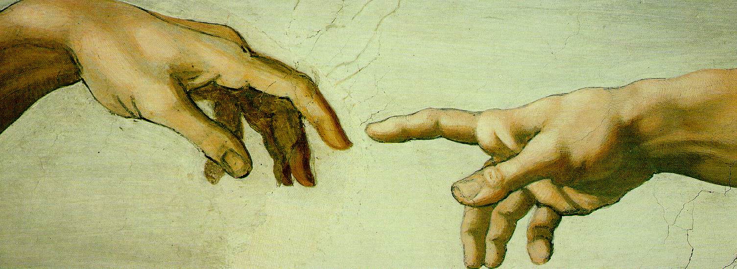 Detail: Hands of Adam and God -Michelangelo